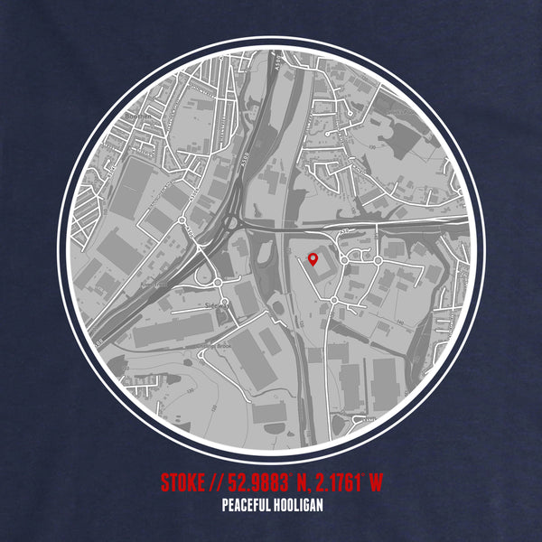 Stoke City Location Hoodie Navy - Peaceful Hooligan 