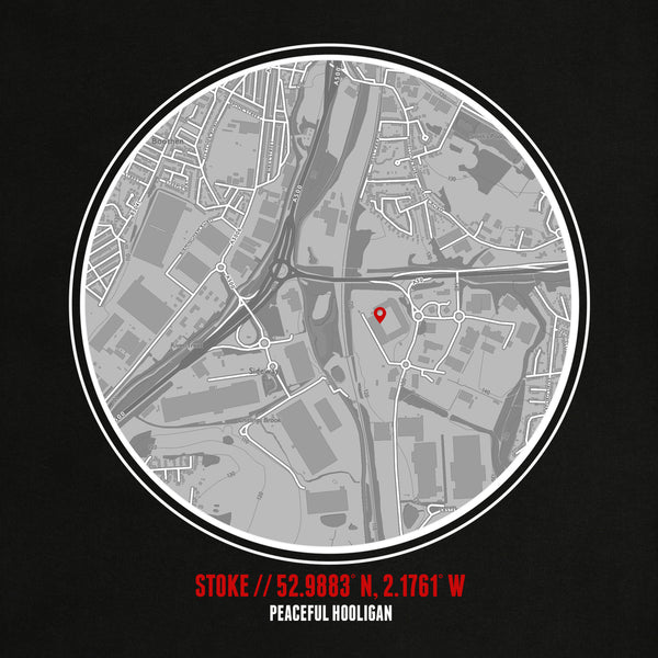 Stoke City Location T-Shirt Black - Peaceful Hooligan 