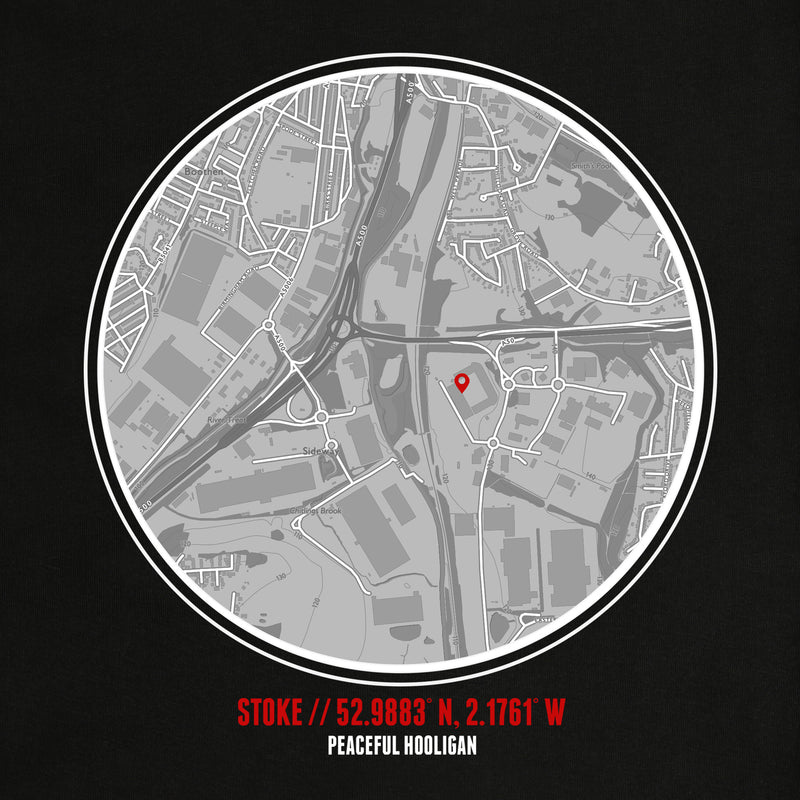 Stoke City Location T-Shirt Black - Peaceful Hooligan 