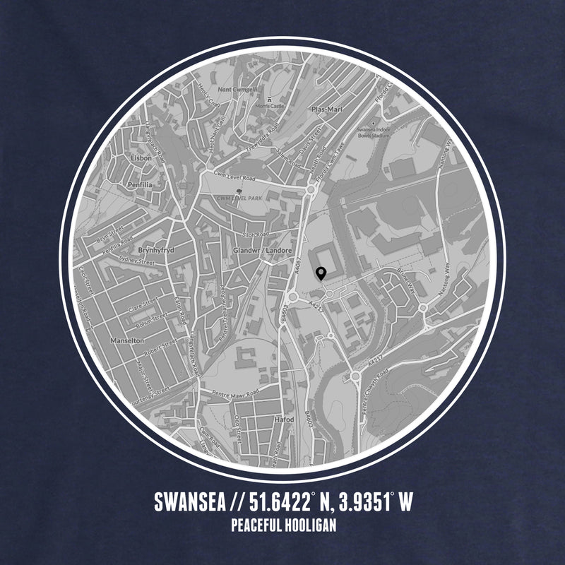 Swansea City Location Hoodie Navy - Peaceful Hooligan 