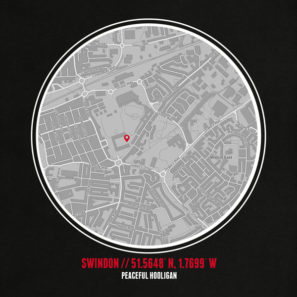 Swindon Town Location Hoodie Black - Peaceful Hooligan 