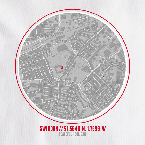 Swindon Town Location T-Shirt White - Peaceful Hooligan 