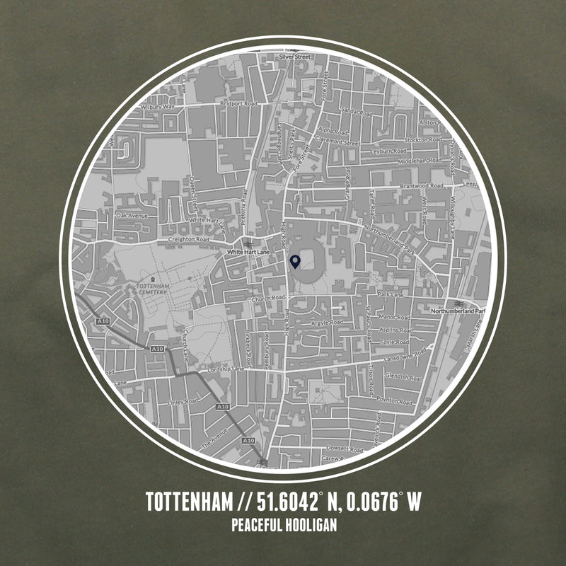 Tottenham Hotspur Location Hoodie Olive - Peaceful Hooligan 