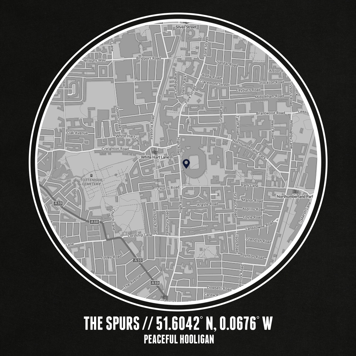 The Spurs Location Sweatshirt Black - Peaceful Hooligan 