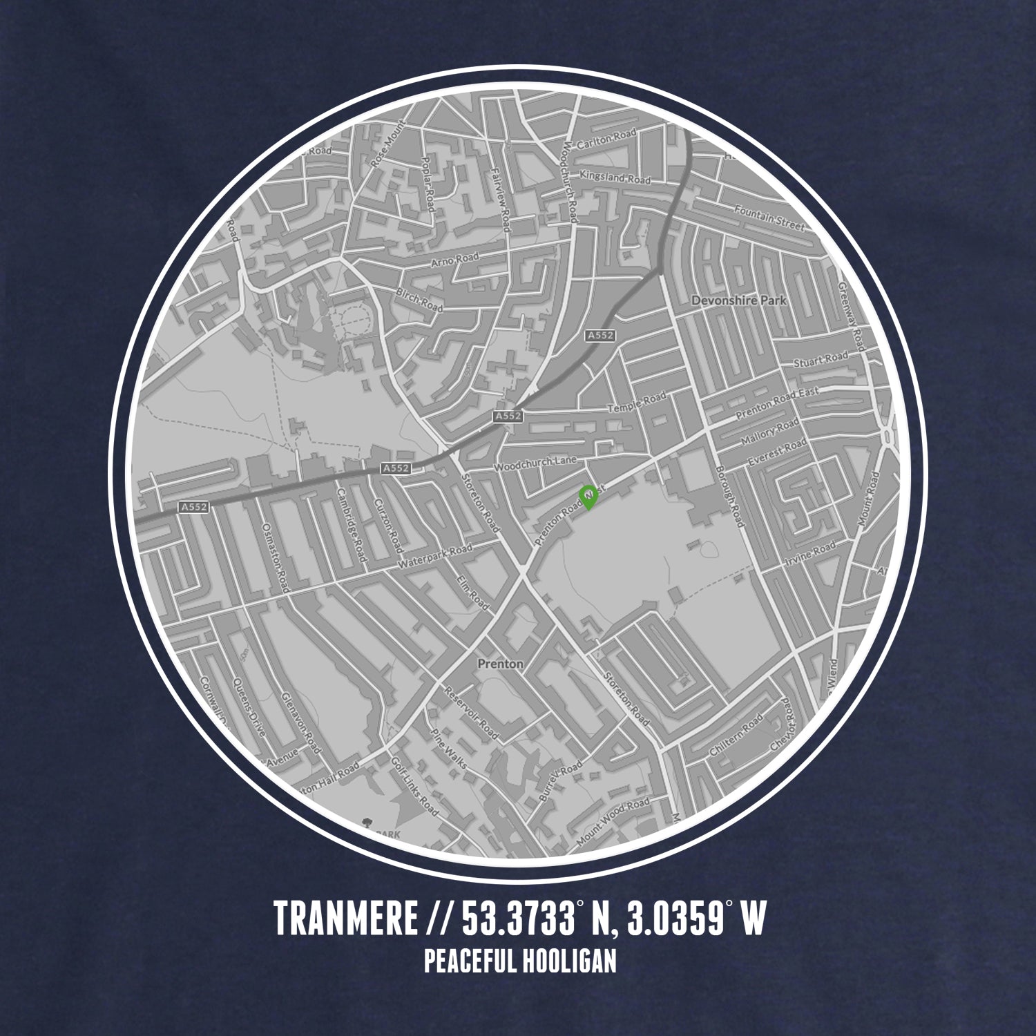 Tranmere Location Sweatshirt Navy - Peaceful Hooligan 