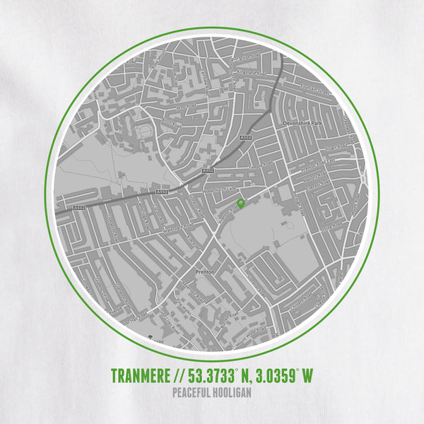 Tranmere Rovers Location T-Shirt White - Peaceful Hooligan 