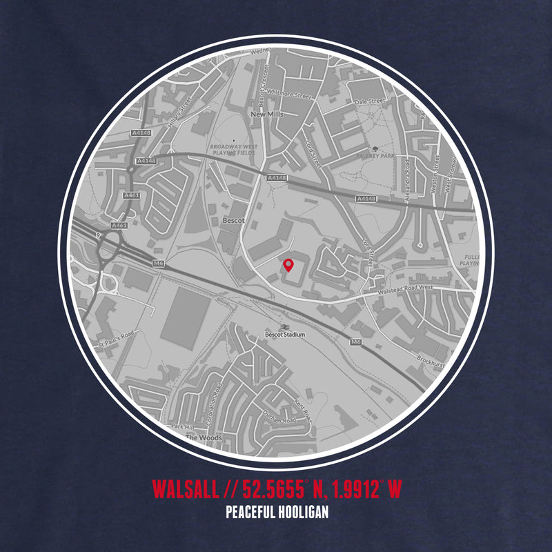 Walsall Location T-Shirt Navy - Peaceful Hooligan 