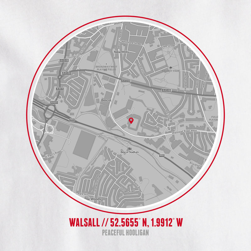 Walsall Location T-Shirt White - Peaceful Hooligan 