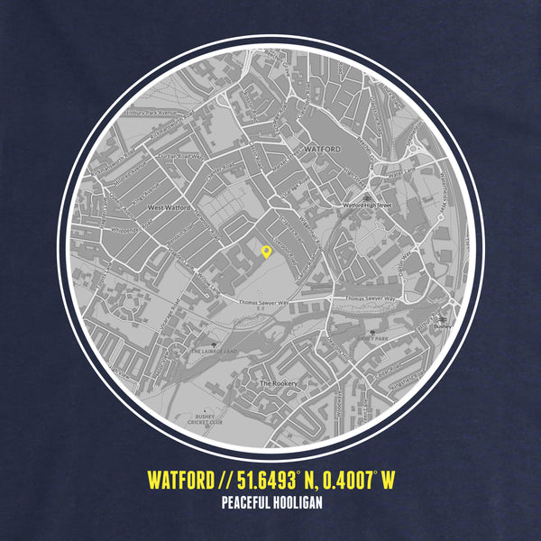 Vicarage Road Location Hoodie Navy