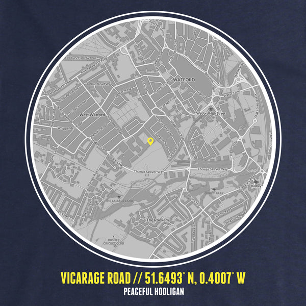 Vicarage Road Location T-Shirt Navy