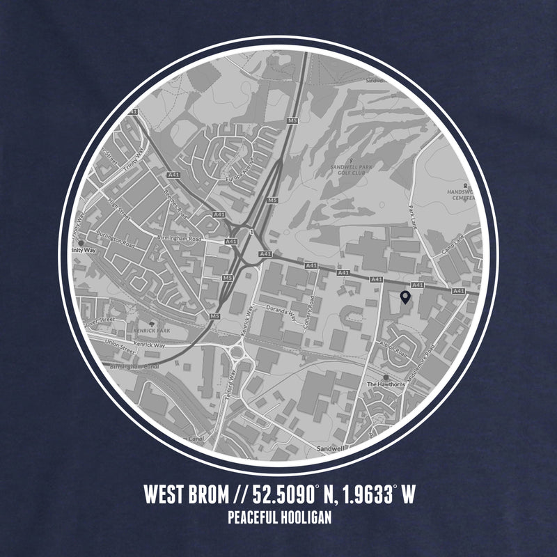 West Bromwich Albion Location Hoodie Navy - Peaceful Hooligan 