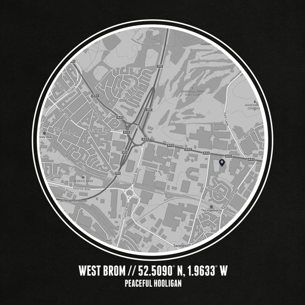 West Bromwich Albion Location T-Shirt Black - Peaceful Hooligan 