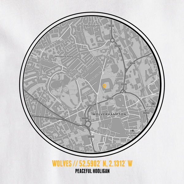 Wolverhampton Wanderers Location T-Shirt White - Peaceful Hooligan 