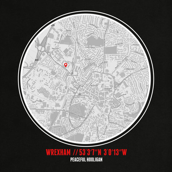 Wrexham Location T-Shirt Black - Peaceful Hooligan 