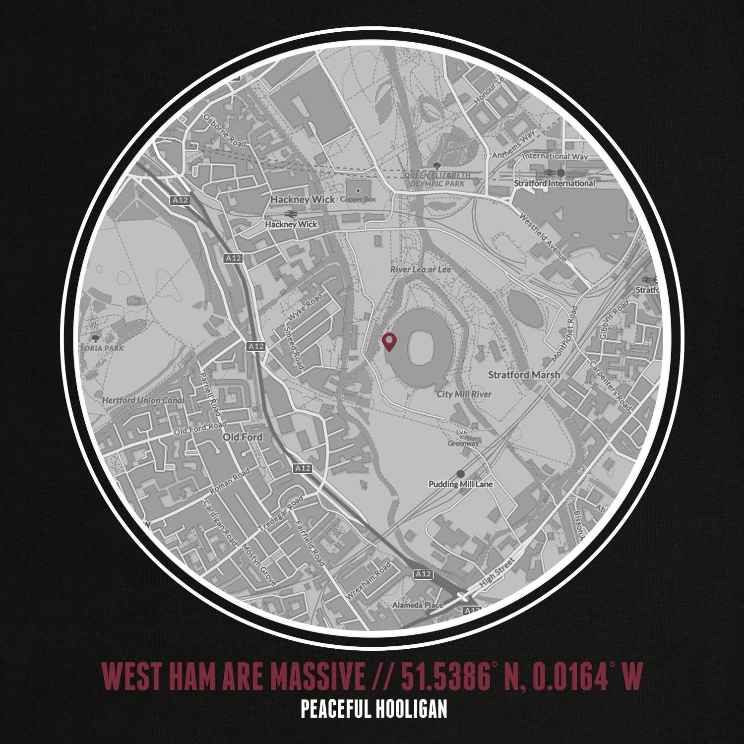 Upton Park Location Sweatshirt Black - Peaceful Hooligan 