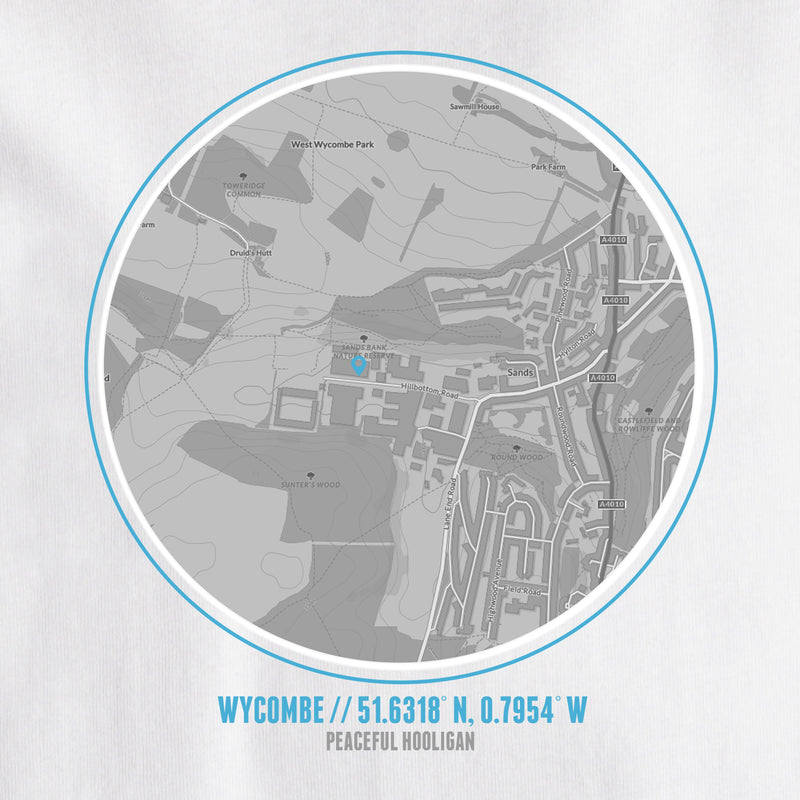 Wycombe Wanderers Location T-Shirt White - Peaceful Hooligan 