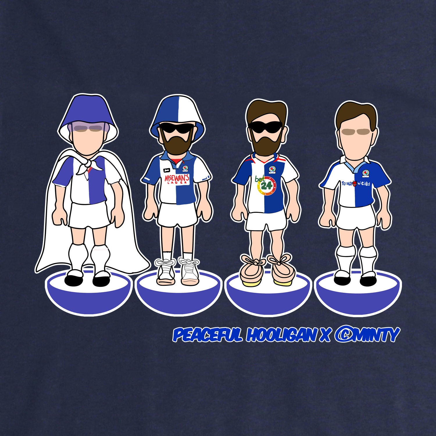 Blackburn Subbuteo Hoodie Navy - Peaceful Hooligan 