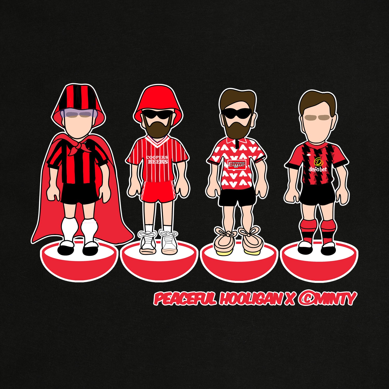 Bournemouth Subbuteo Hoodie Black - Peaceful Hooligan 