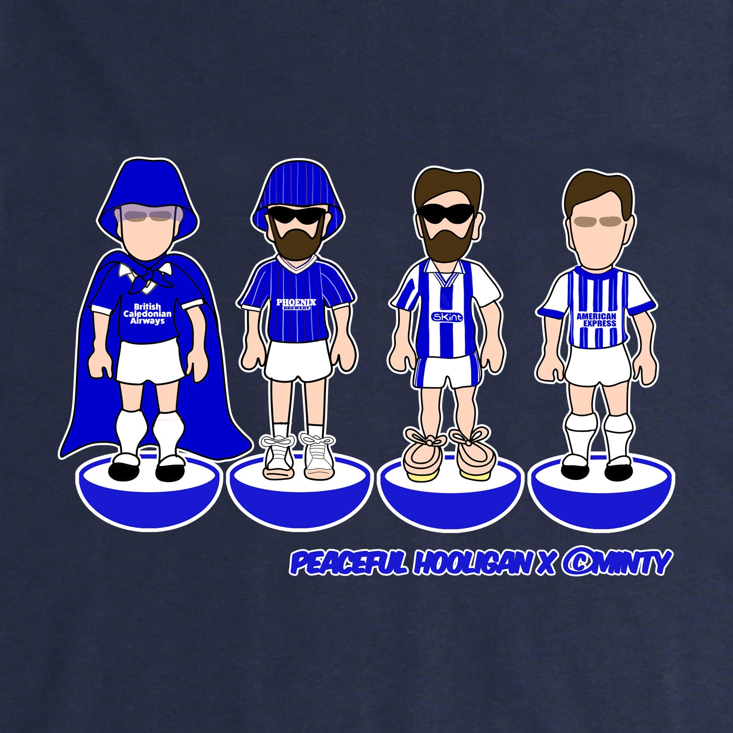 Brighton Subbuteo Hoodie Navy - Peaceful Hooligan 