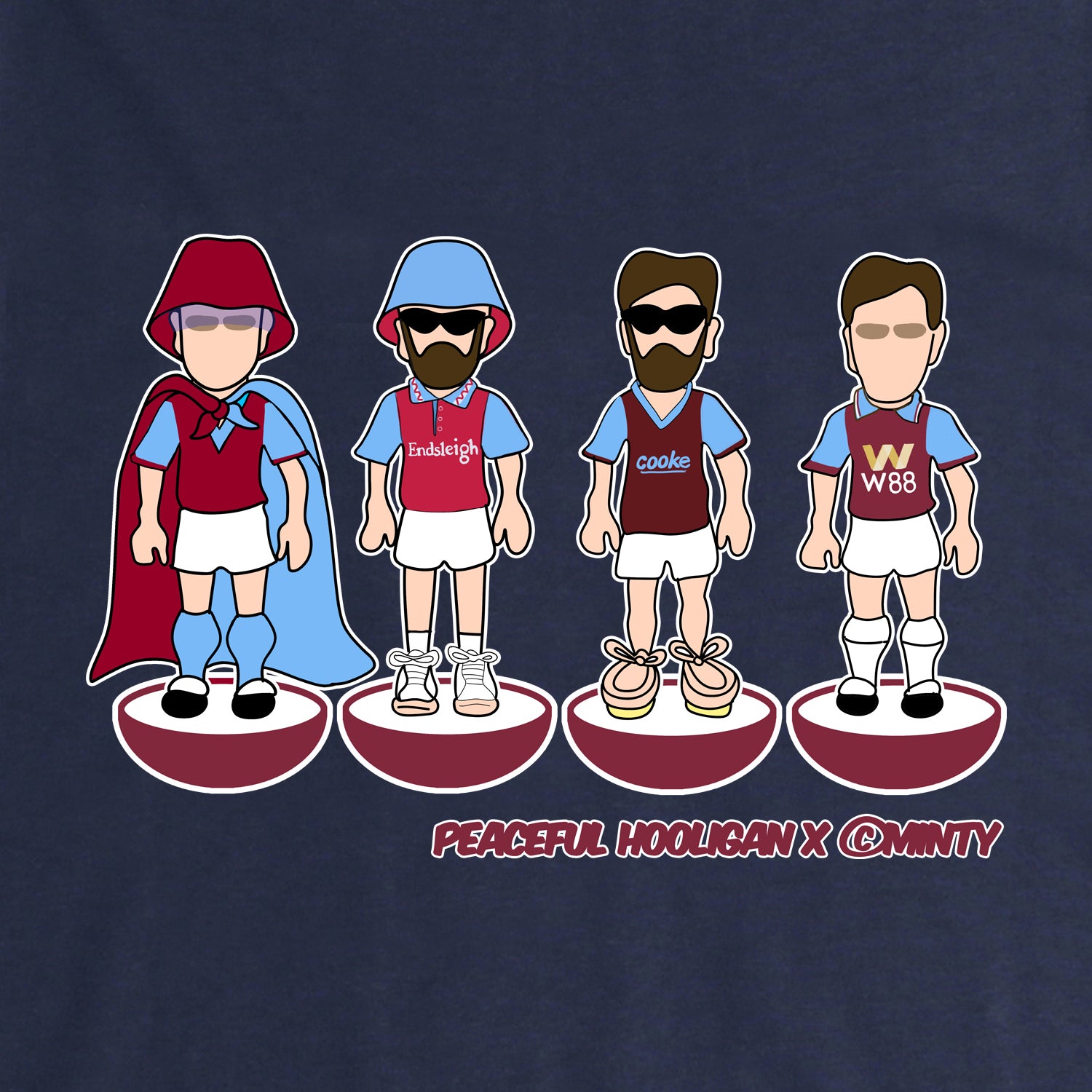 Burnley Subbuteo Hoodie Navy - Peaceful Hooligan 