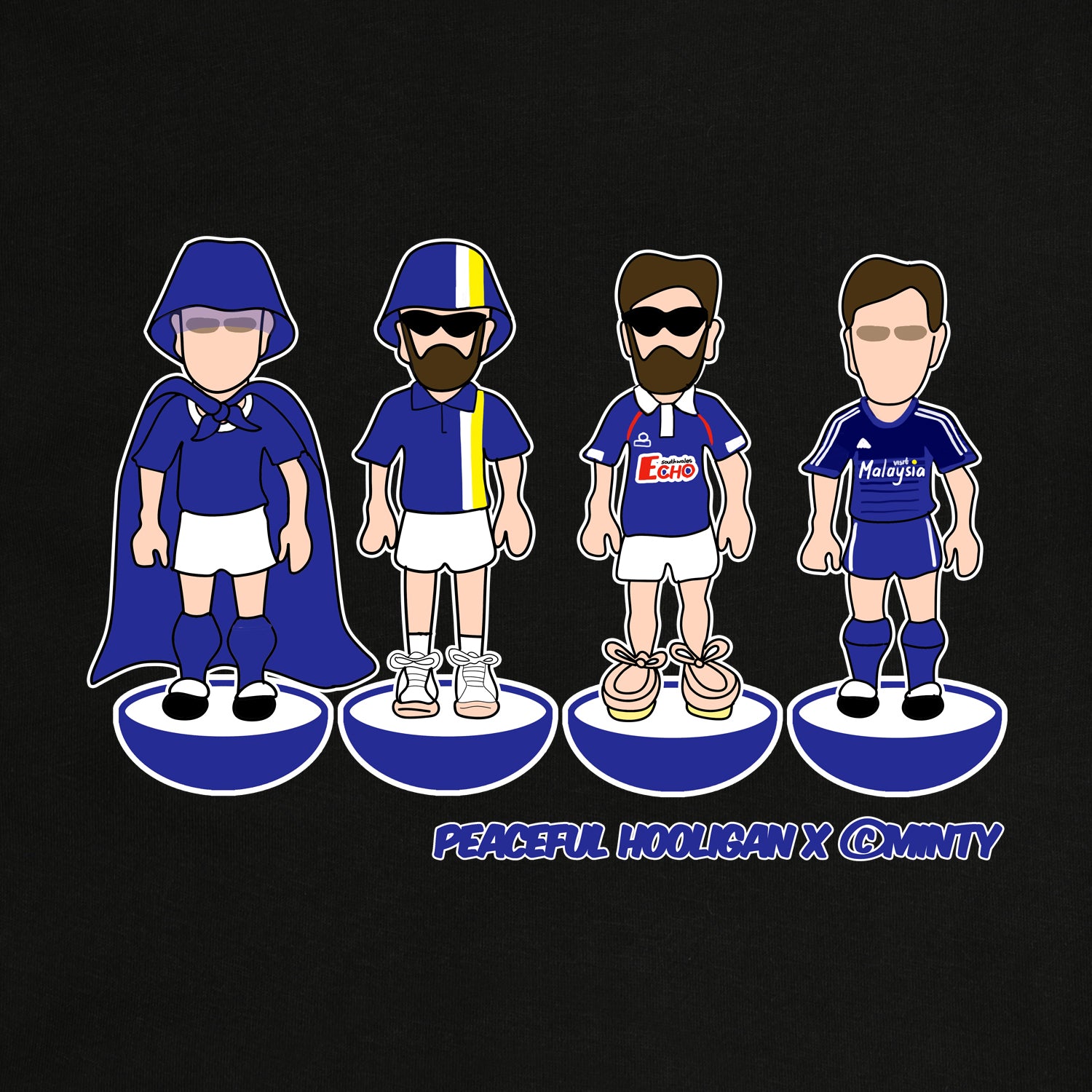 Cardiff City Subbuteo Sweatshirt Black - Peaceful Hooligan 