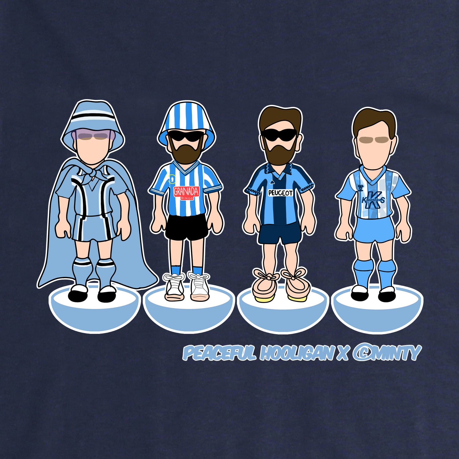 Coventry City Subbuteo Hoodie Navy - Peaceful Hooligan 