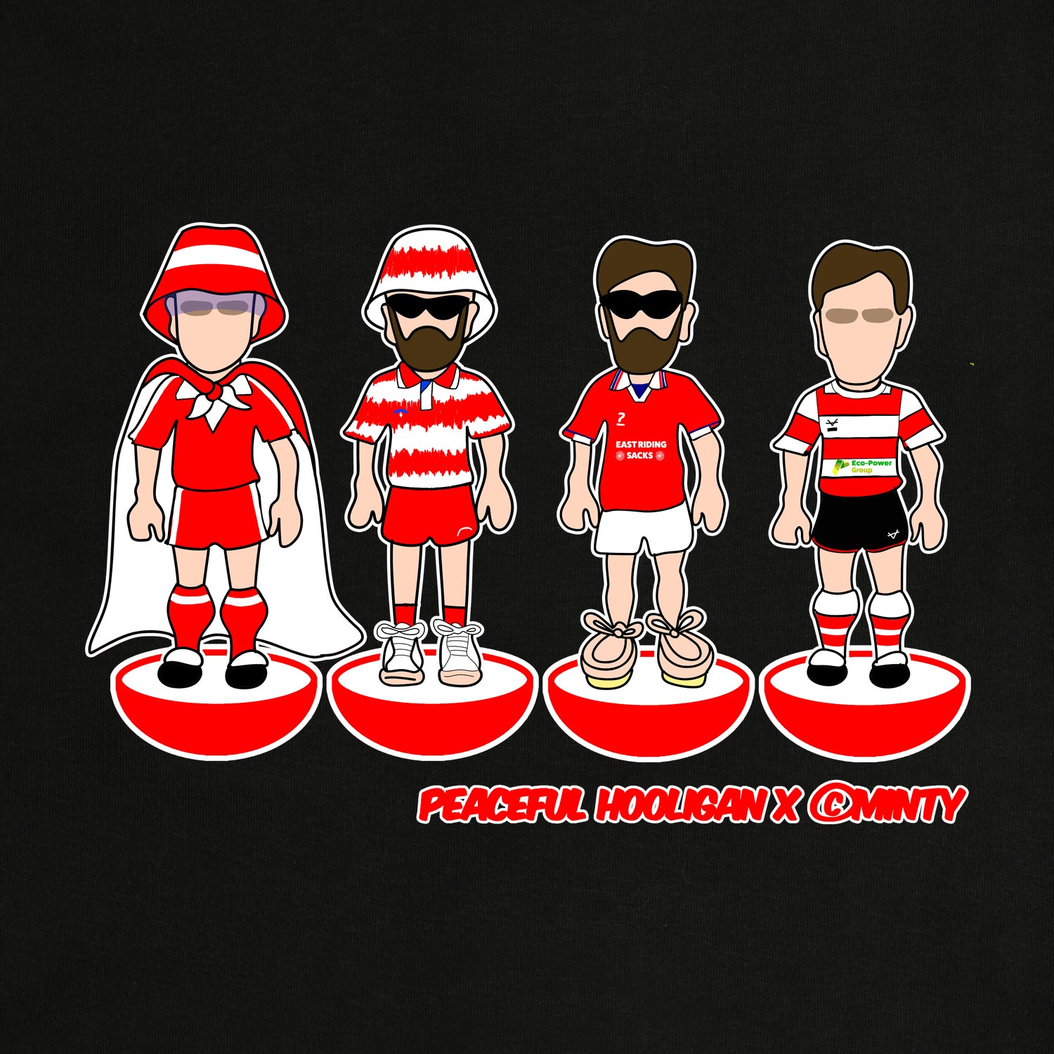 Doncaster Subbuteo Hoodie Black - Peaceful Hooligan 