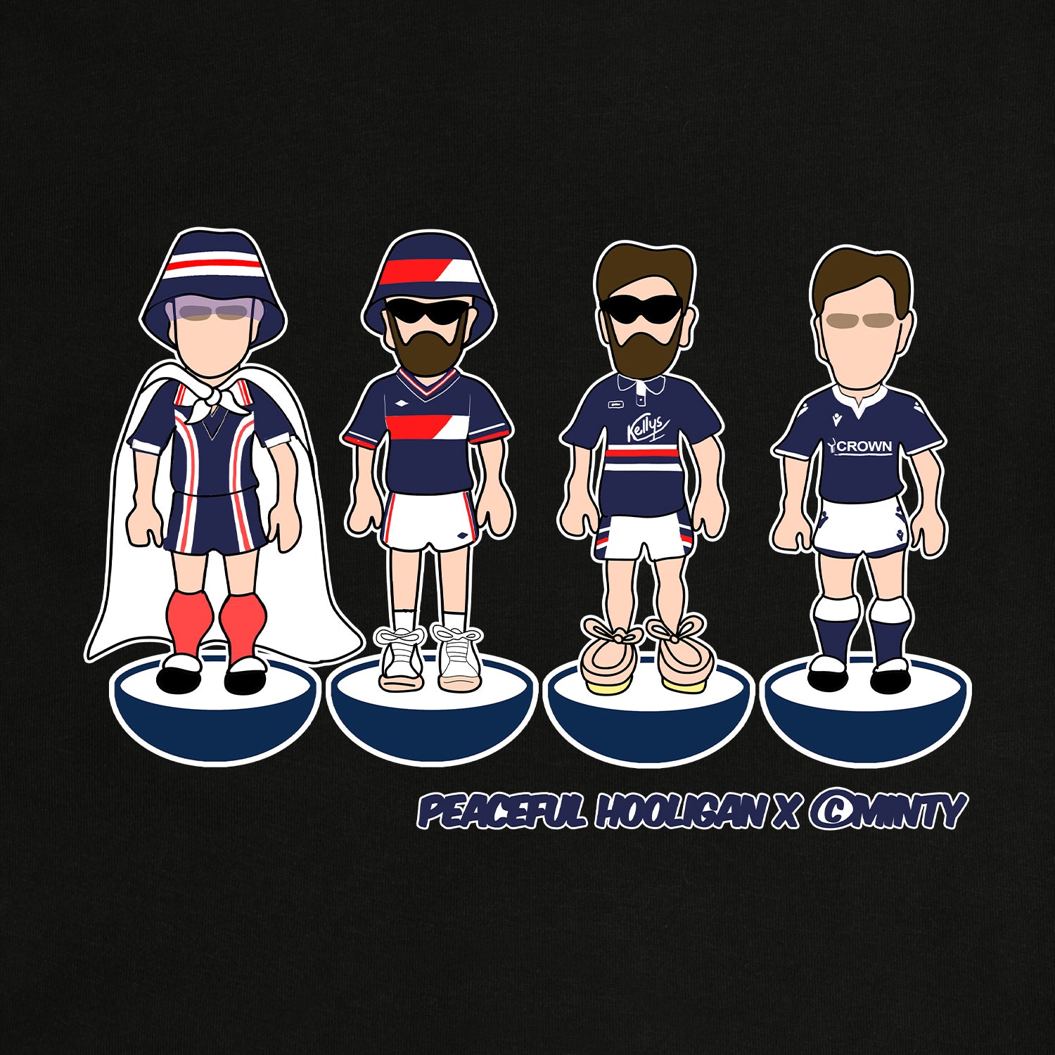 Dundee FC Subbuteo Hoodie Black - Peaceful Hooligan 