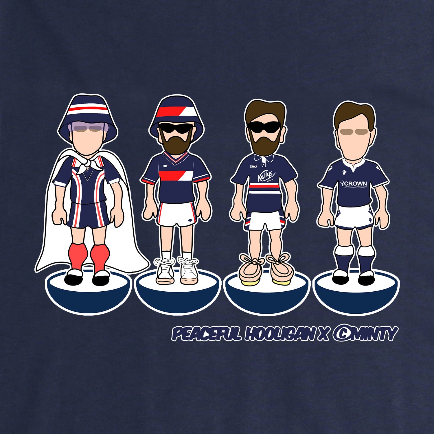 Dundee FC Subbuteo Hoodie Navy - Peaceful Hooligan 