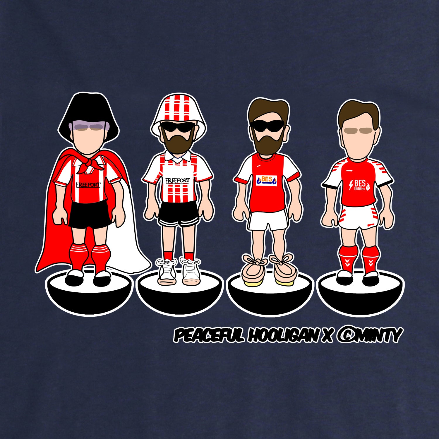 Fleetwood Subbuteo Hoodie Navy - Peaceful Hooligan 