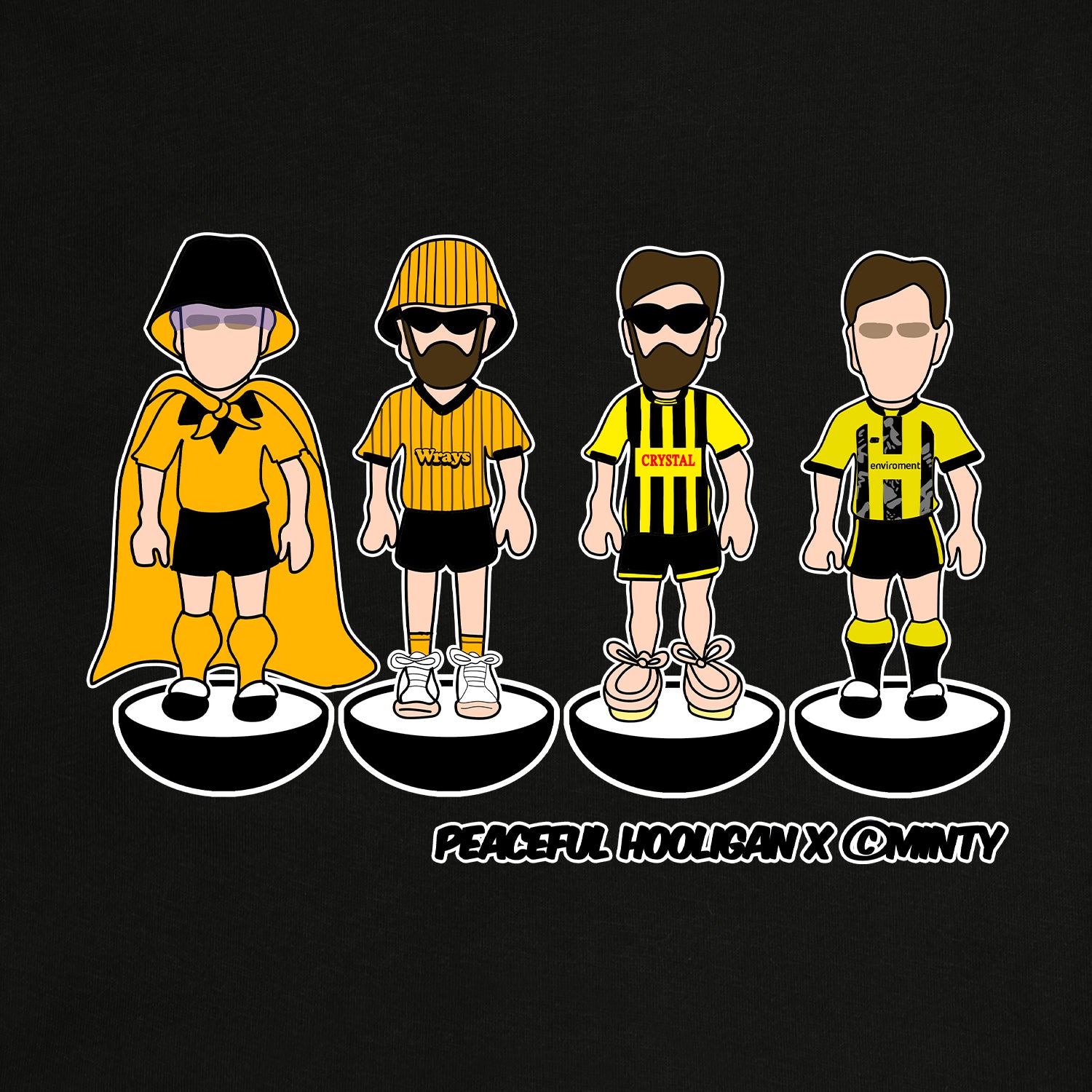 Harrogate Town Subbuteo Hoodie Black - Peaceful Hooligan 