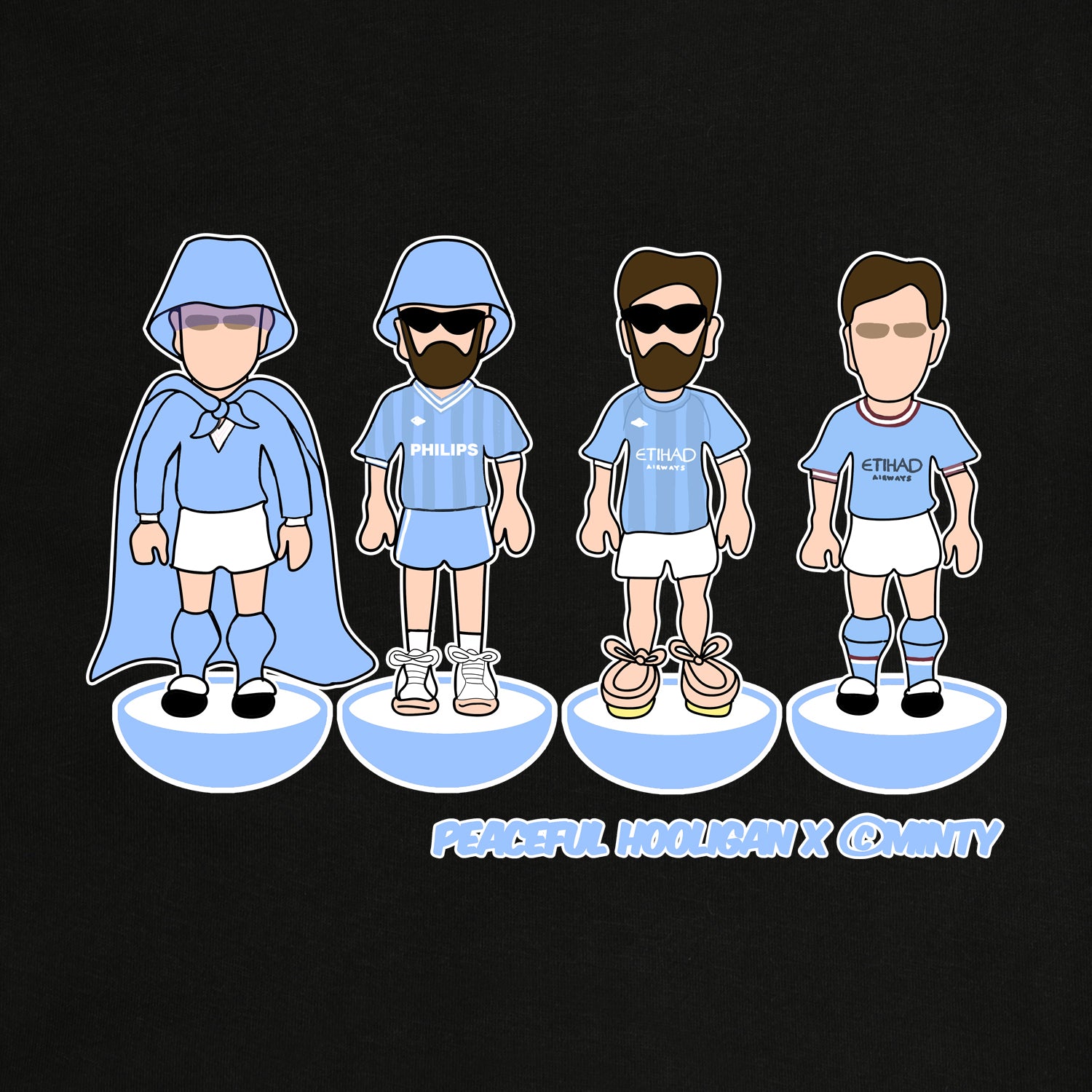 Manchester City Subbuteo Sweatshirt Black - Peaceful Hooligan 