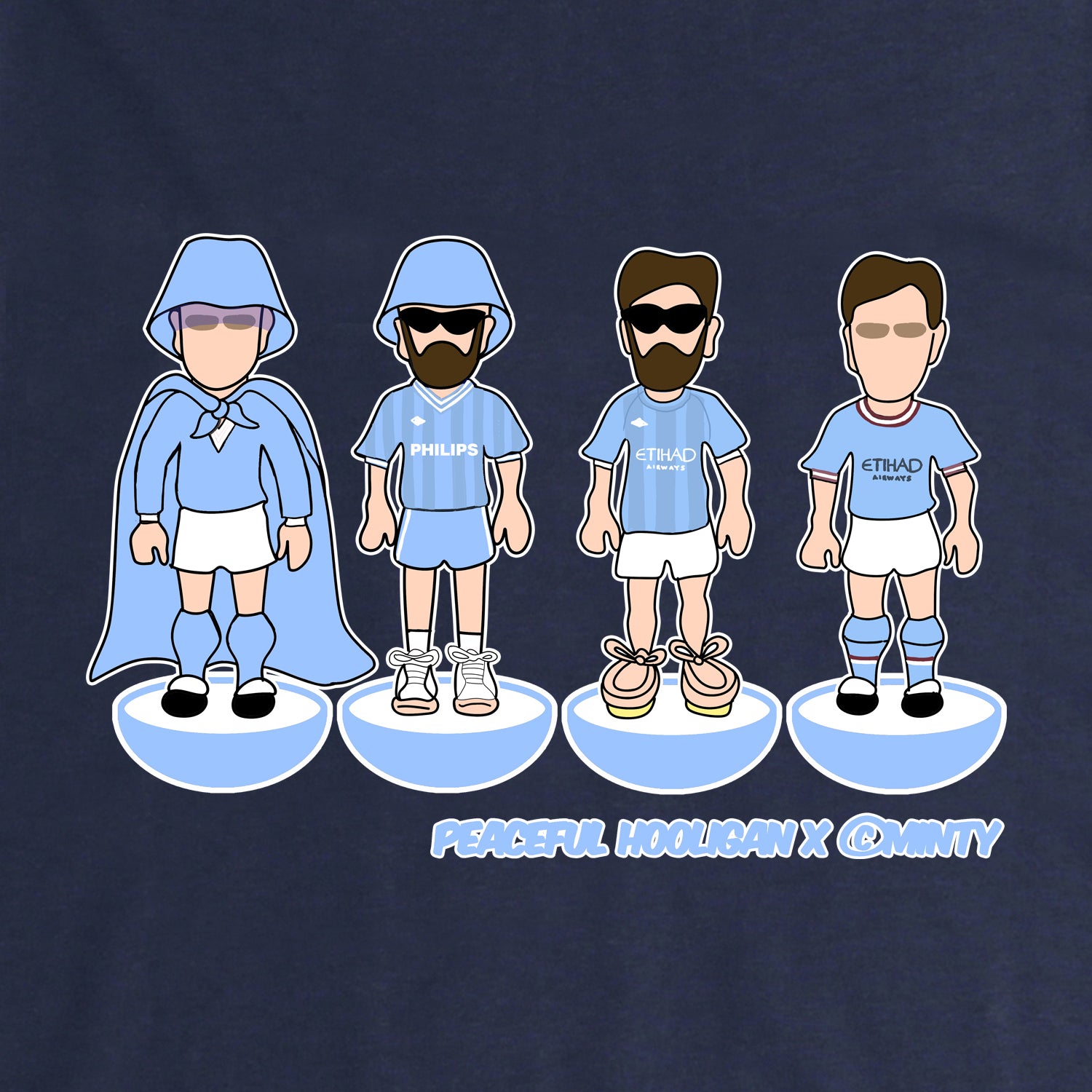 Manchester City Subbuteo Sweatshirt Navy - Peaceful Hooligan 