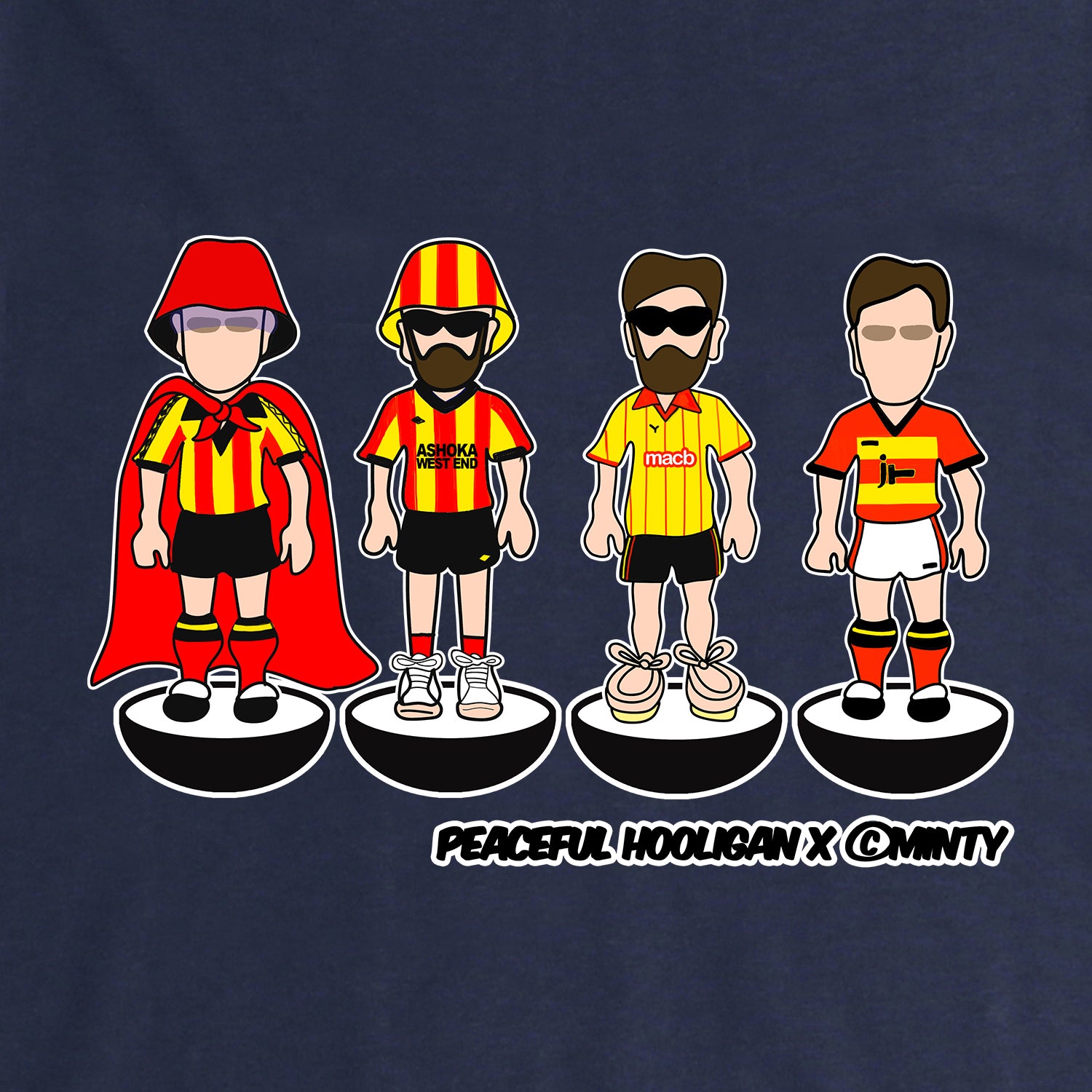 Partick Thistle Subbuteo Hoodie Navy - Peaceful Hooligan 