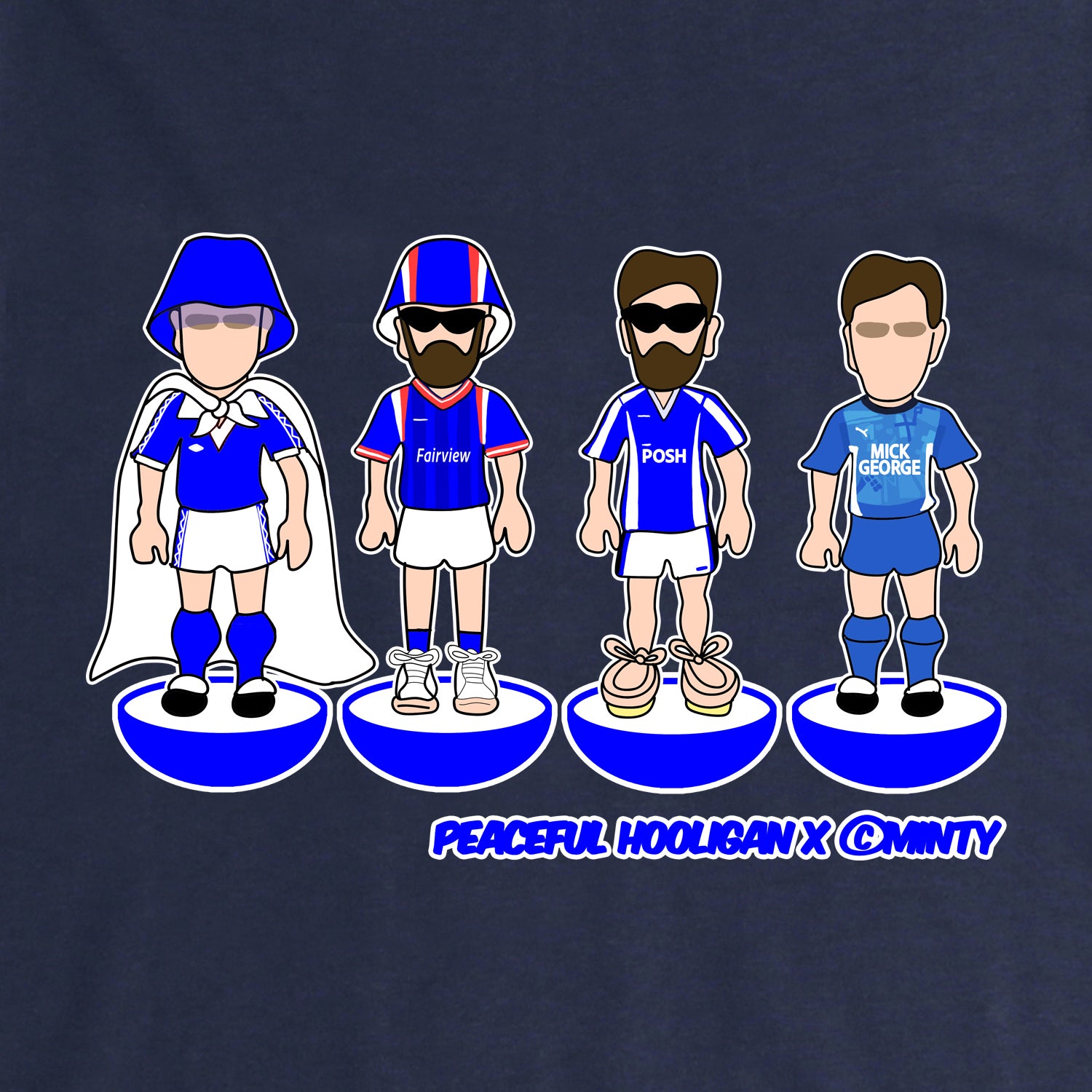 Peterborough United Subbuteo Sweatshirt Navy - Peaceful Hooligan 