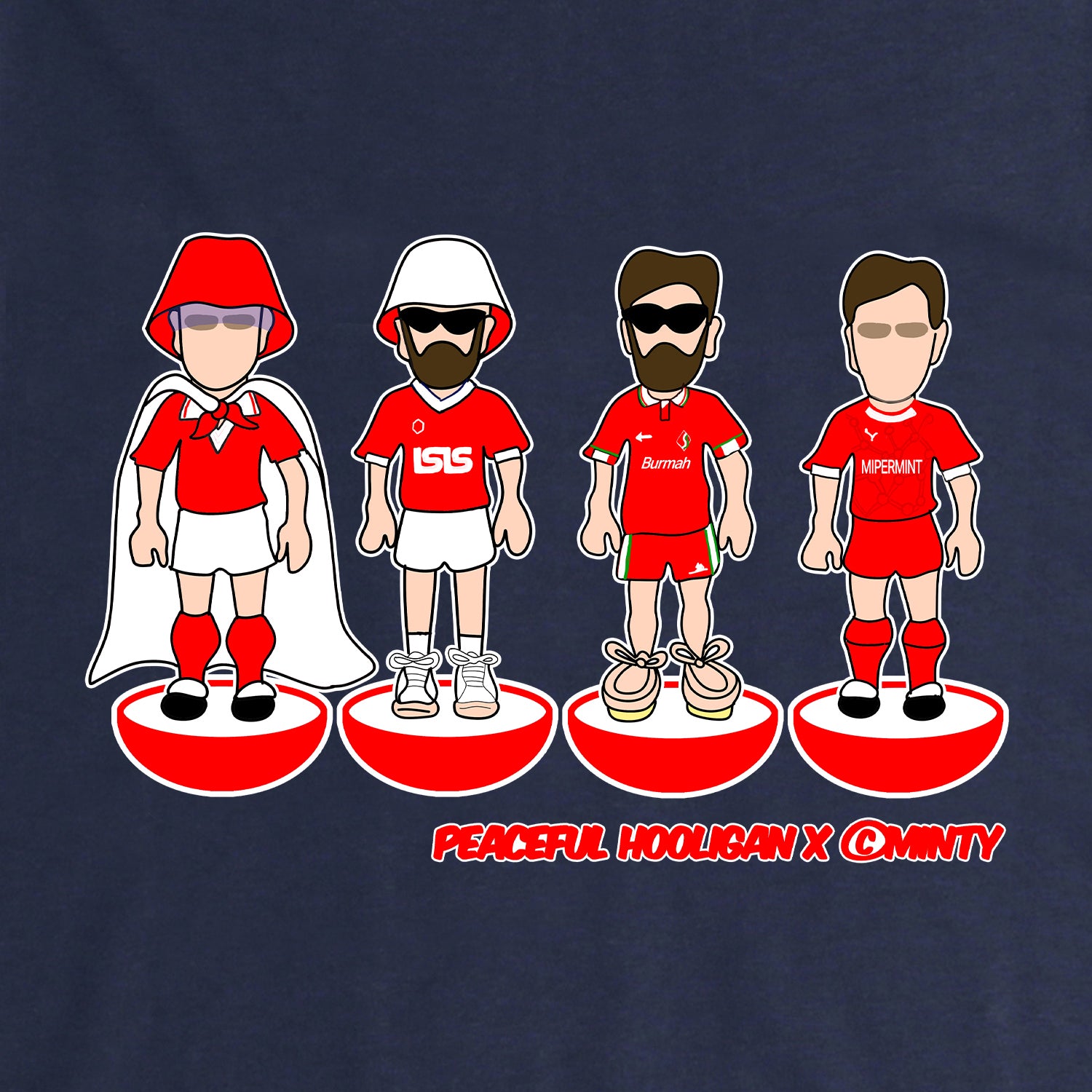 Swindon Subbuteo Hoodie Navy - Peaceful Hooligan 