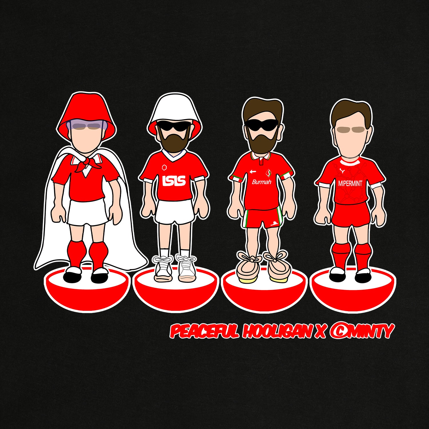 Swindon Subbuteo Sweatshirt Black - Peaceful Hooligan 