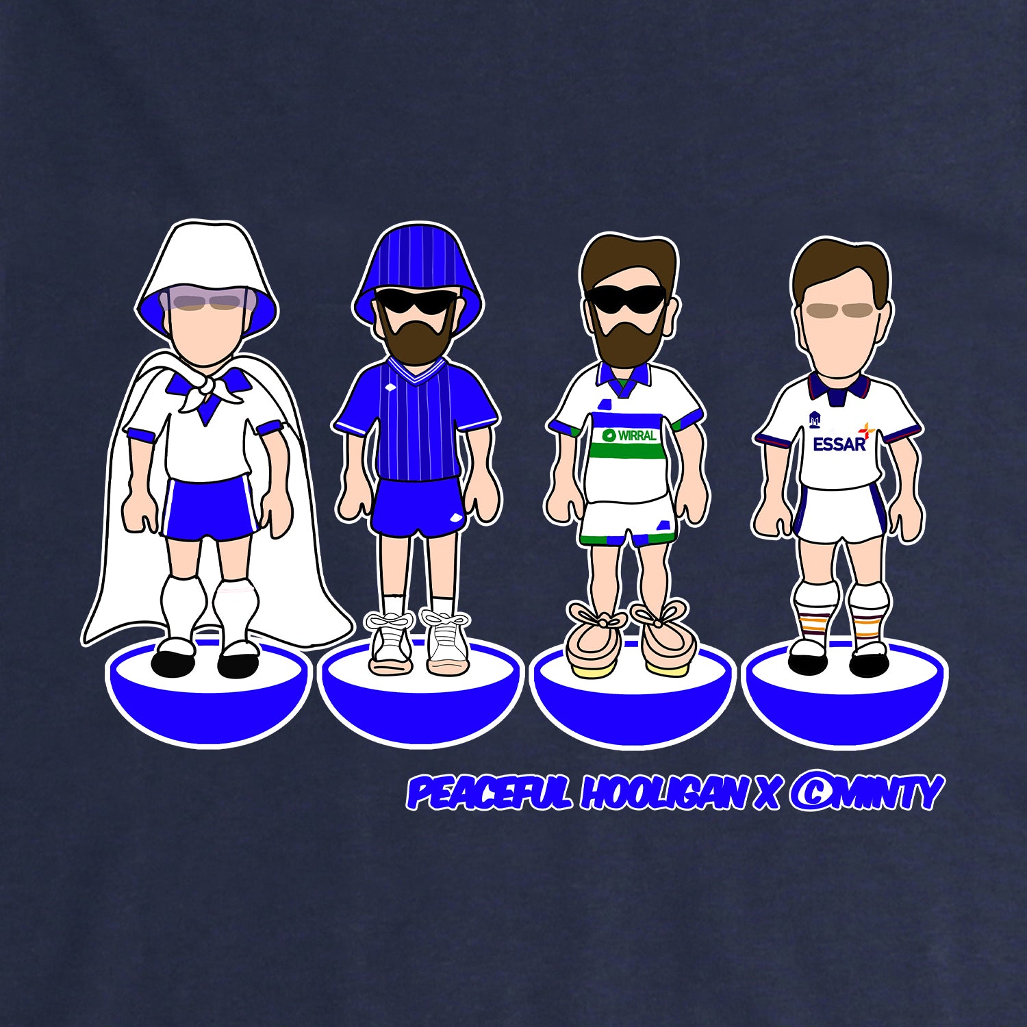 Tranmere Subbuteo Hoodie Navy - Peaceful Hooligan 