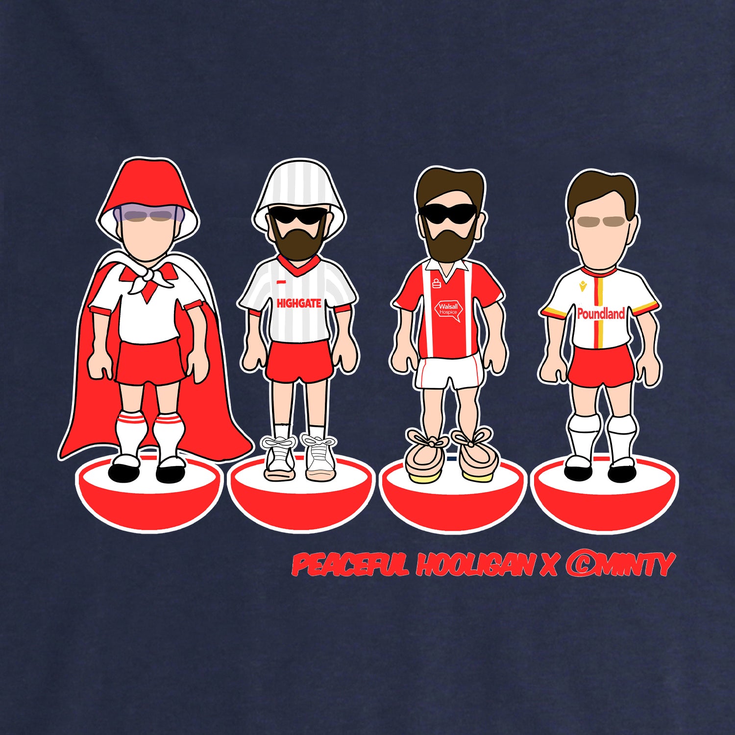 Walsall Subbuteo Hoodie Navy - Peaceful Hooligan 