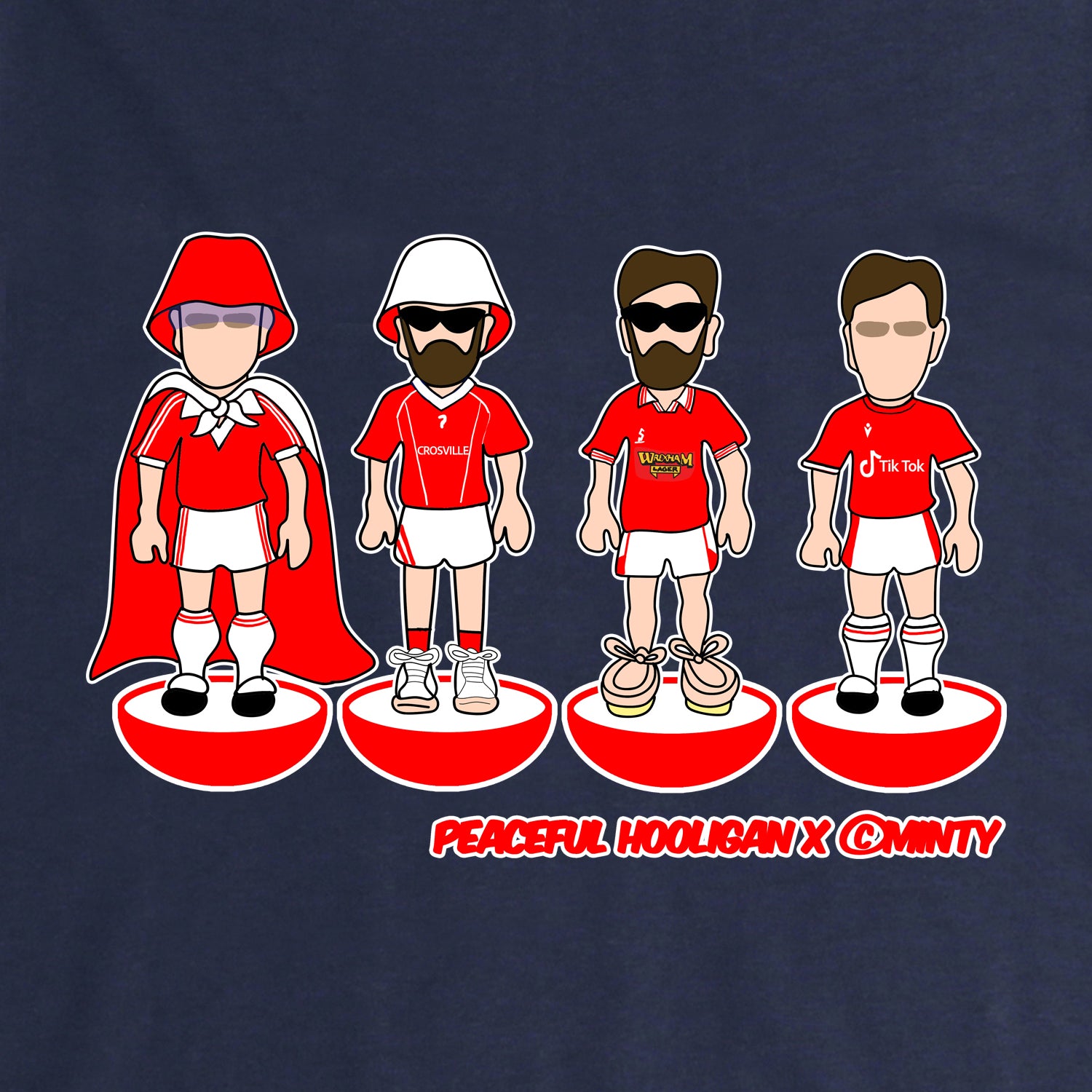 Wrexham Subbuteo Hoodie Navy - Peaceful Hooligan 