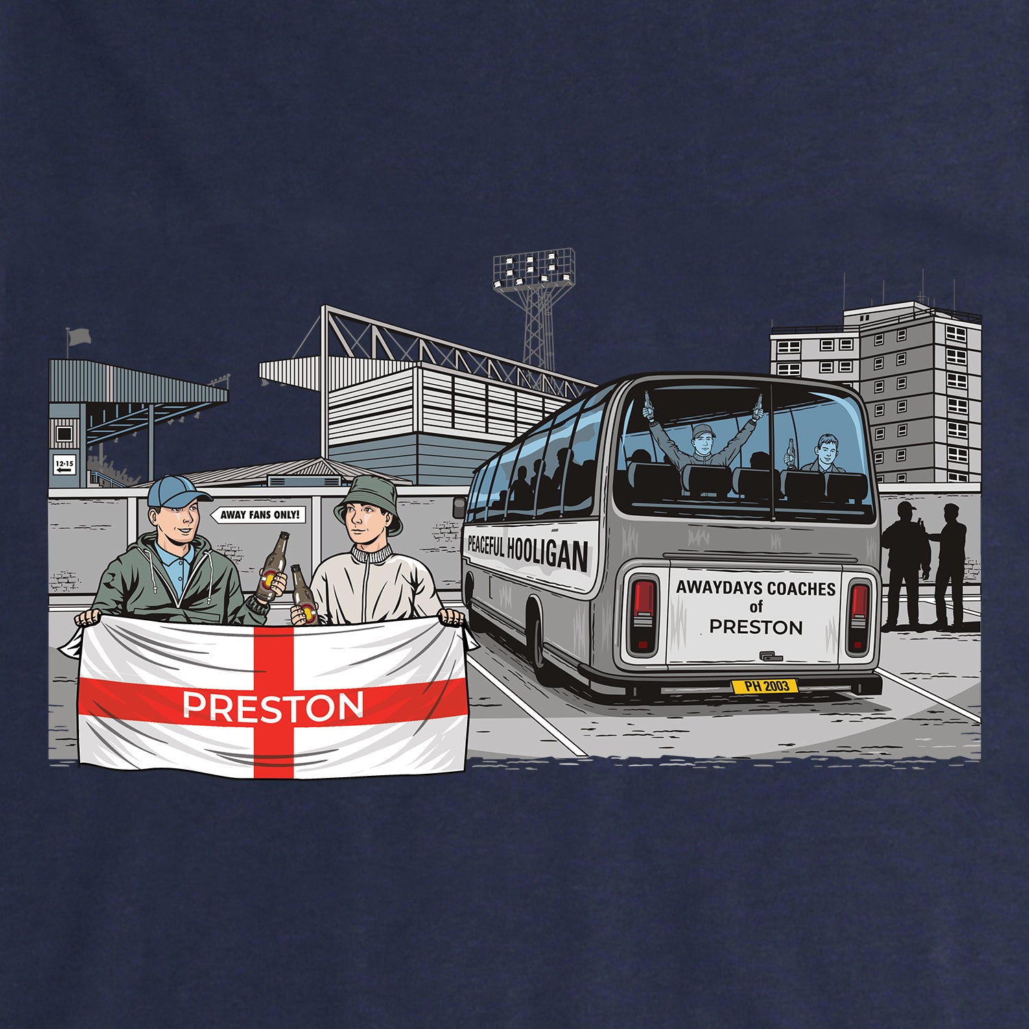 Preston Awaydays Sweatshirt Navy - Peaceful Hooligan 