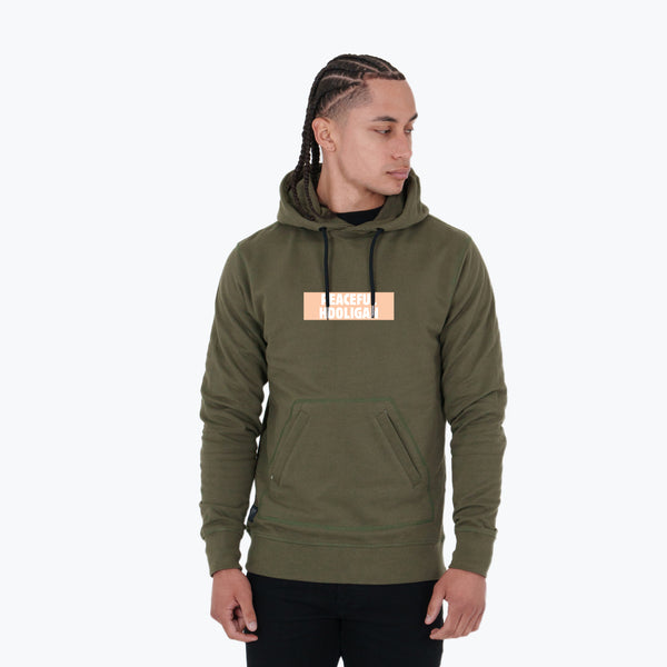 Box Logo Hoodie Olive - Peaceful Hooligan 