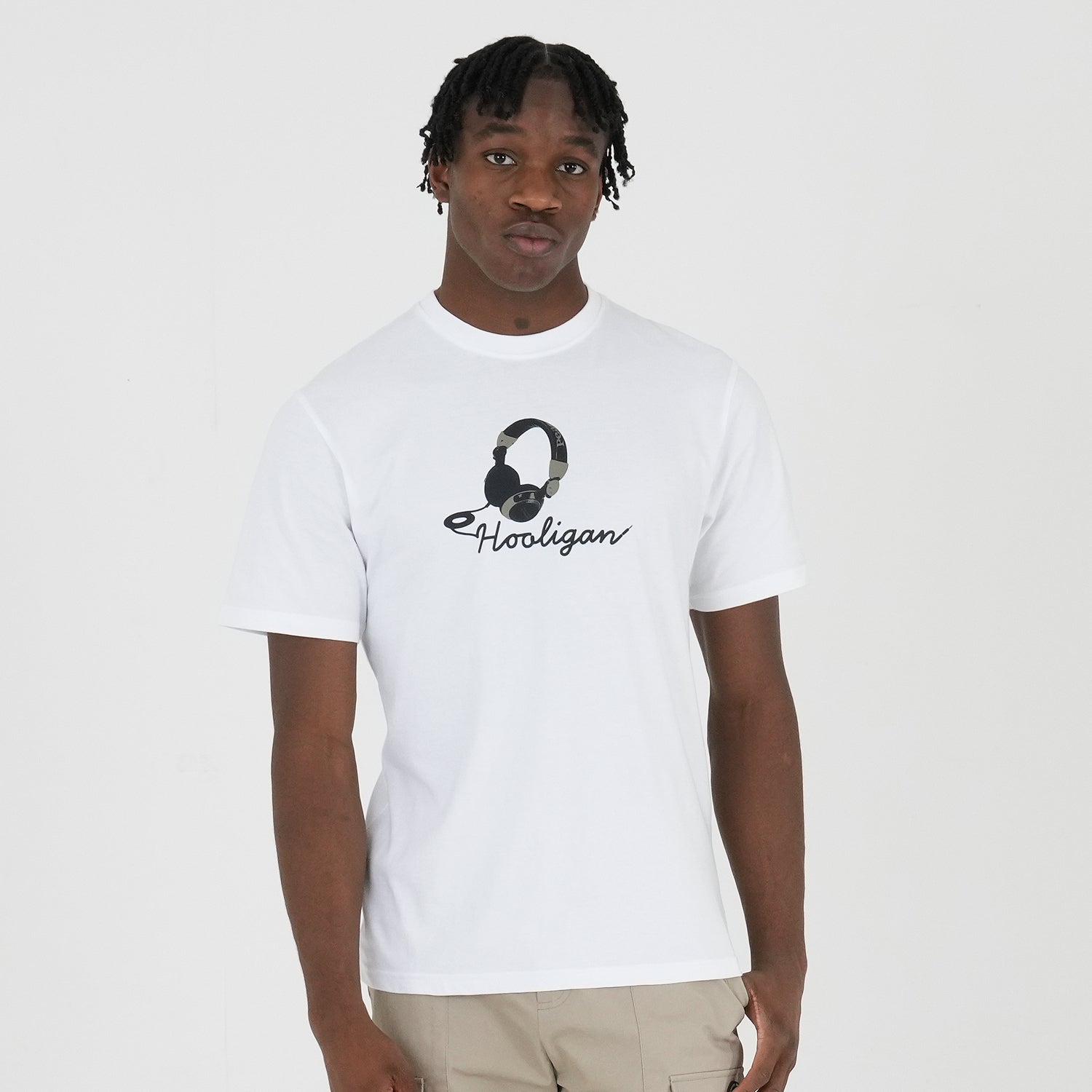 Headset T-Shirt White - Peaceful Hooligan 