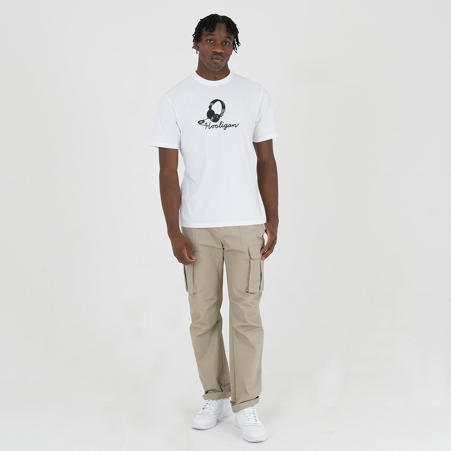 Headset T-Shirt White - Peaceful Hooligan 