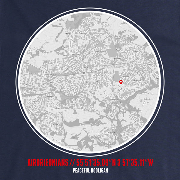 Airdrieonians T-Shirt Print Artwork Navy - Peaceful Hooligan 