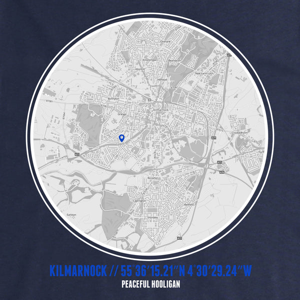 Kilmarnock T-Shirt Print Artwork Navy - Peaceful Hooligan 