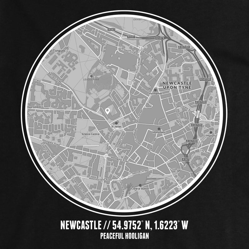 Newcastle LS T-Shirt Print Artwork Black - Peaceful Hooligan 