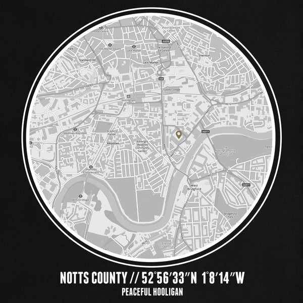 Notts County LS T-Shirt Print Artwork Black - Peaceful Hooligan 