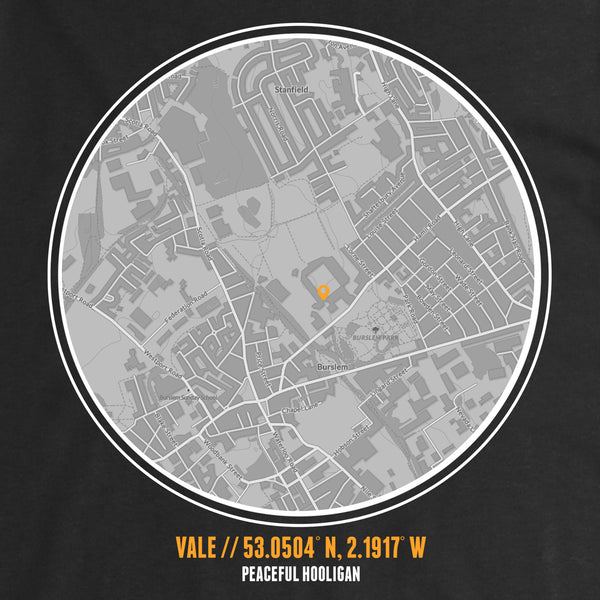 Port Vale LS T-Shirt Print Artwork Black - Peaceful Hooligan 