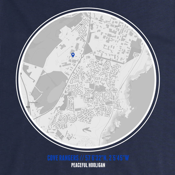 Cove Rangers T-Shirt Print Artwork Navy - Peaceful Hooligan 
